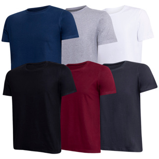 Kit 6 Camiseta Básica Masculina Slim Fit 100% Algodão Fio 30.1 Premium Basica Lisa Minimalista Sem Estampa Dia a Dia Casual Academia Treino