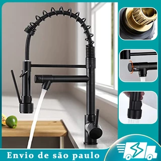 Torneira Cozinha Gourmet Torneiras flexivel para Monocomando Bifuncional Torneiras de pia retráteis com Com Spray Extensor-Para entrega imediata