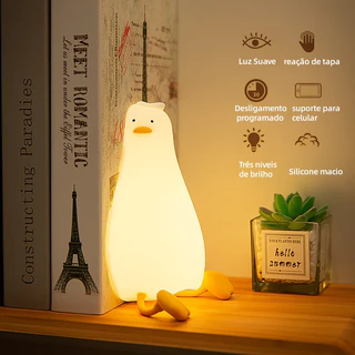 Pato dos desenhos animados Silicone LED Night Light Luz noturna infantil/Decoração de quarto/Presente de aniversário