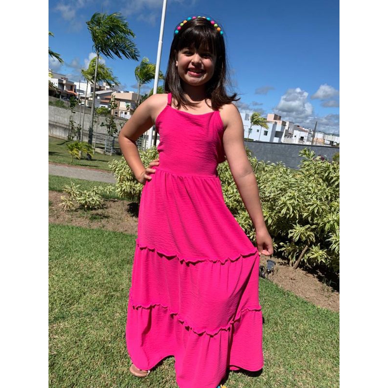 Vestido Social Festa Infantil Beagle Rosa Barbie Core - - Amourele