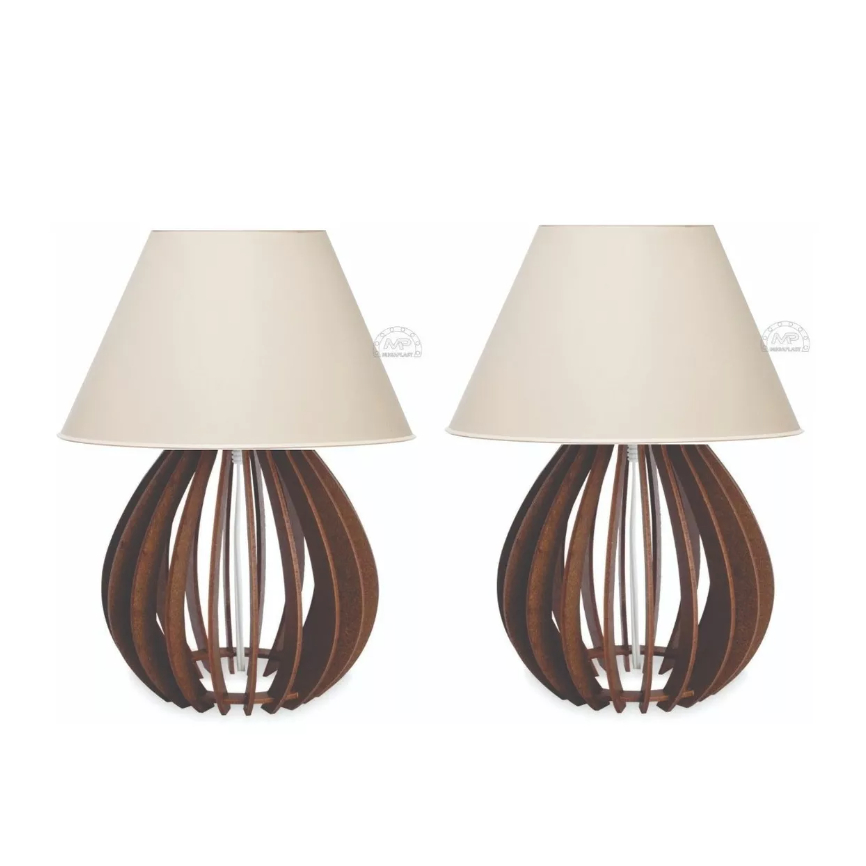 Par De Abajur Luminária Criado Mudo Quarto Madeira Marrom | Shopee Brasil