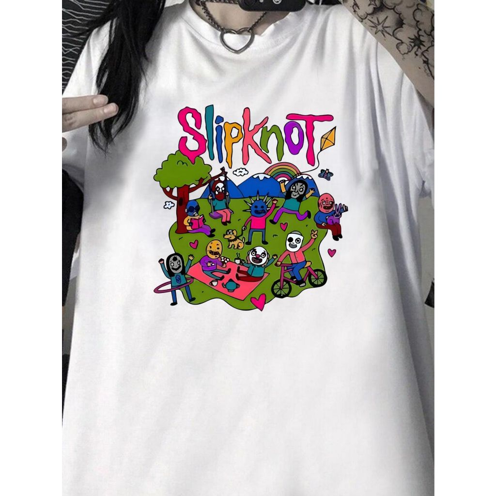 Camiseta Slipknot Cartoon Masculina Feminina Dry Fit Camisa Algodão Casual Blusinha