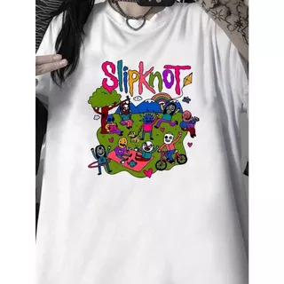 Camiseta Slipknot Cartoon Masculina Feminina Dry Fit Camisa Algodão Casual Blusinha