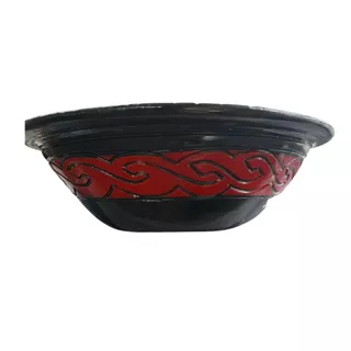 Alguidar Marajoara Preto com Vermelho 32 cm ou Vermelho e Preto