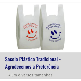 SACOLA BRANCA PLASTICA VOLTE SEMPRE 30X45 100 UNIDADES