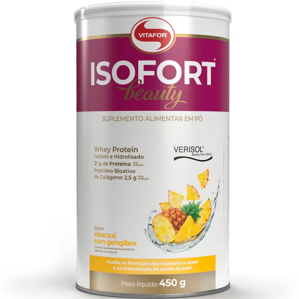Isofort Beauty 450g Whey Protein Isolado e Hidrolisado com Colágeno Verisol Vitafor