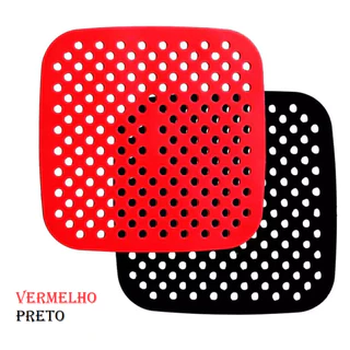 Forro Tapete em Silicone Para Air Fryer 19cm Fritadeira Elétrica QUADRADO Multiuso Universal Vermelho Preto em Oferta na Shopee
