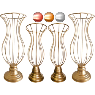 4 Vasos Jarros Armação 45cm E 35cm Para Pedrarias Ou Pérolas Decoração Luxo Casamento Kit Festa