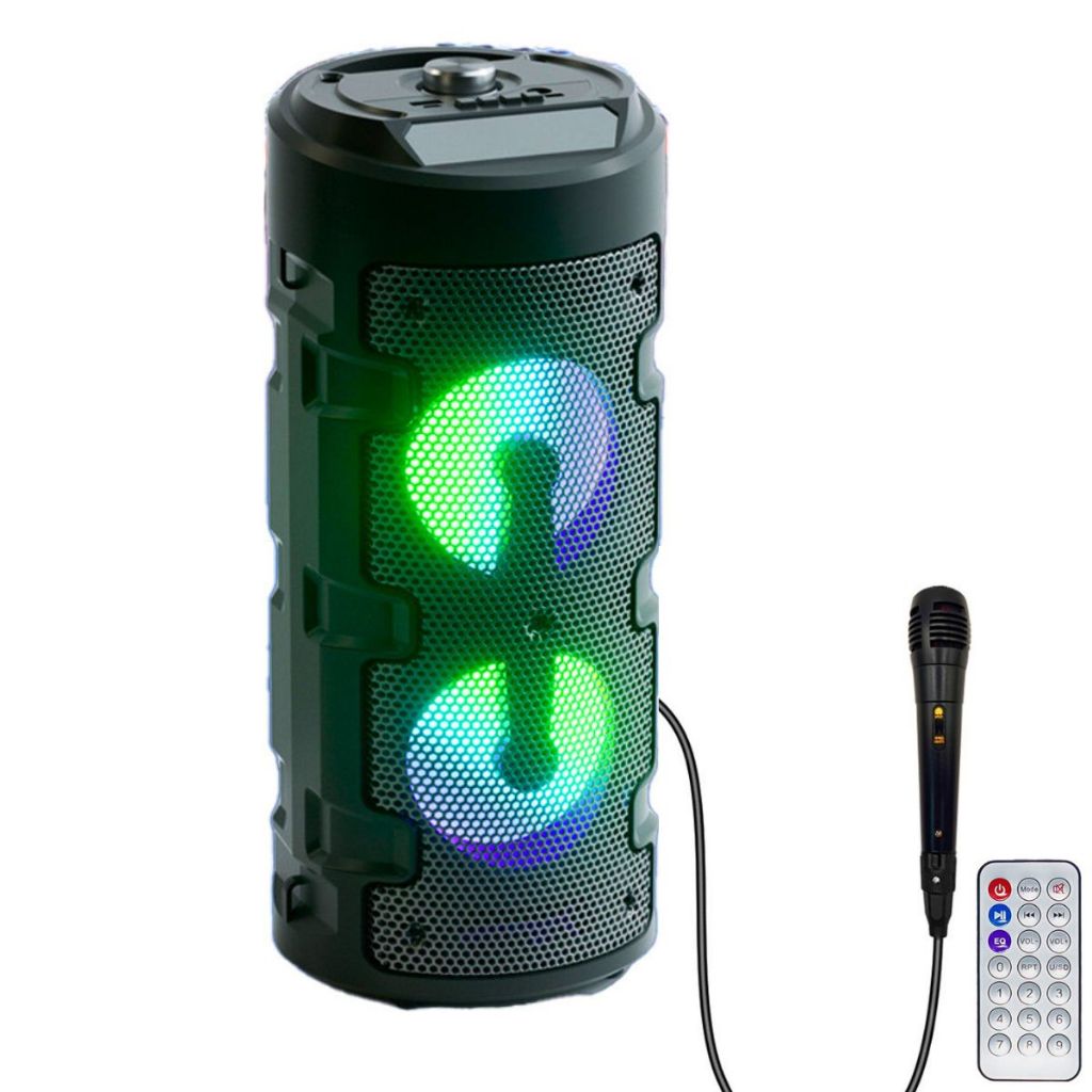 Caixa de som Bluetooth Portátil Com Microfone Controle E Alça Grande iluminação Rgb