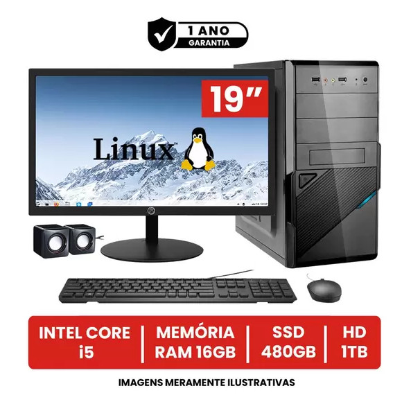 Computador Completo Intel Core I5 16gb de Ram Ssd 480gb Hd 1tb Monitor Led 19" Hdmi - BEST BOY