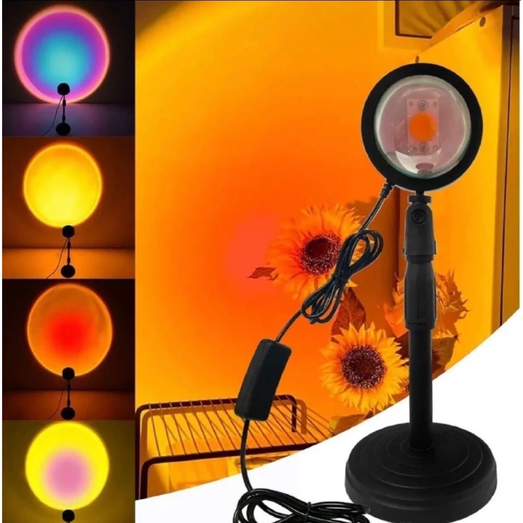 Luminária Por Do Sol Luz Noturna luminaria sunset red, sun luminaria para decoração fotos com angulo de 180 graus