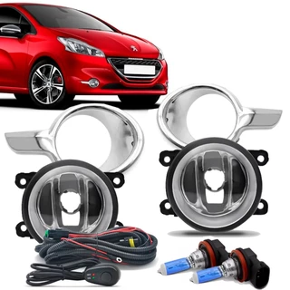 Kit Farol Milha Moldura Cromada Peugeot 208 2013 2014 2015 C/ Super Branca