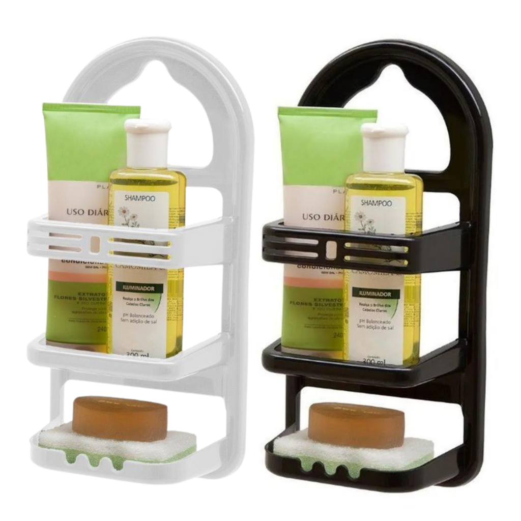Porta Shampoo e sabonete para Banheiro 2 Níveis Preto ou Branco ...