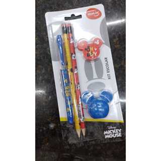 Kit Escolar Mickey Mouse C/5 Peças Lápis Borracha Apontador Caneta - Molin