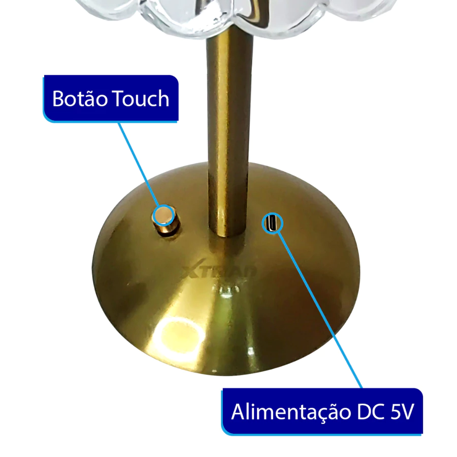 Luminária de Mesa LED Recarregável Sem Fio 3 Tons de Luz Touch USB - foto 9