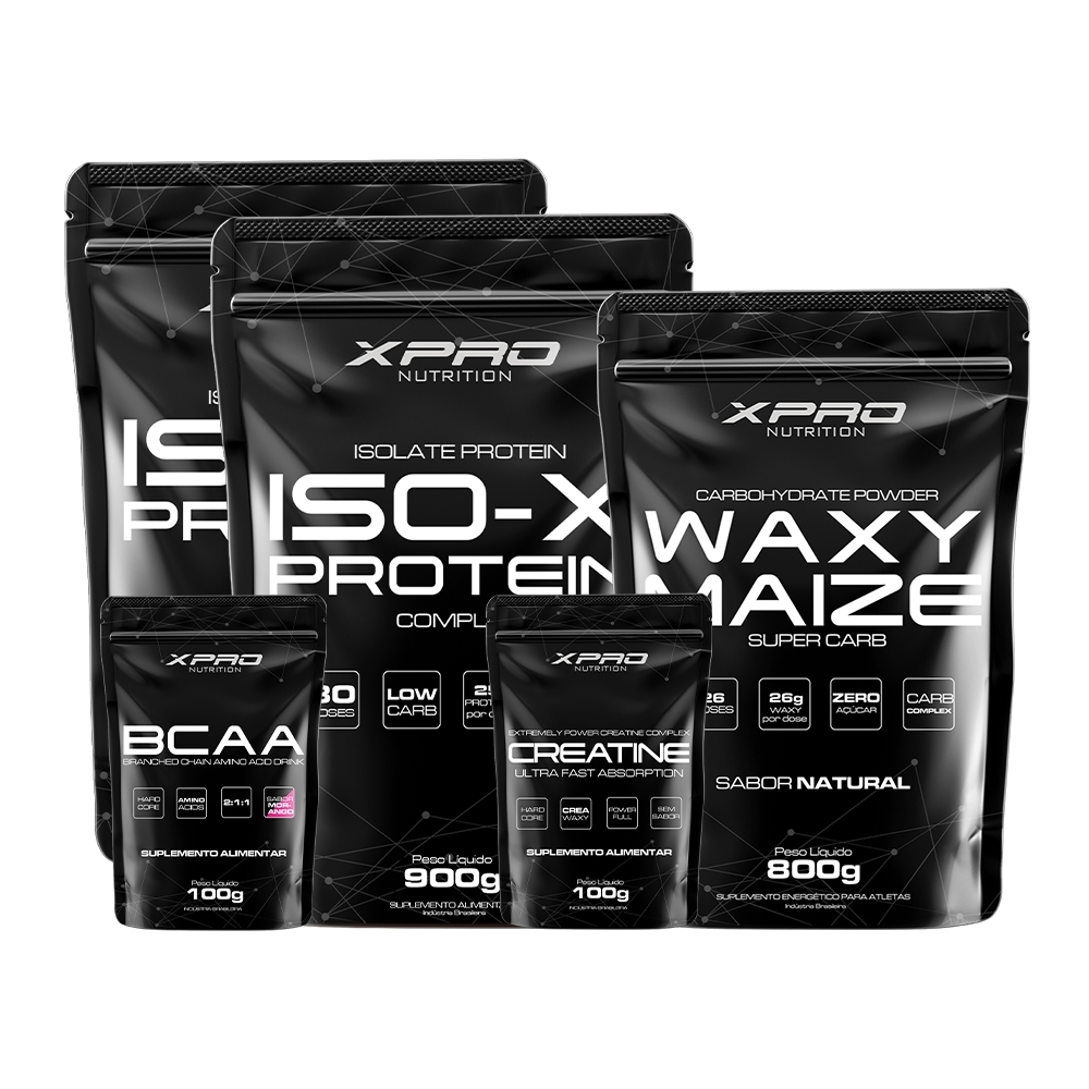 Kit 2x Whey Protein Iso-X Complex 900g + BCAA 100g + Creatina 100G + Waxy Maize 800g -XPRO Nutrition