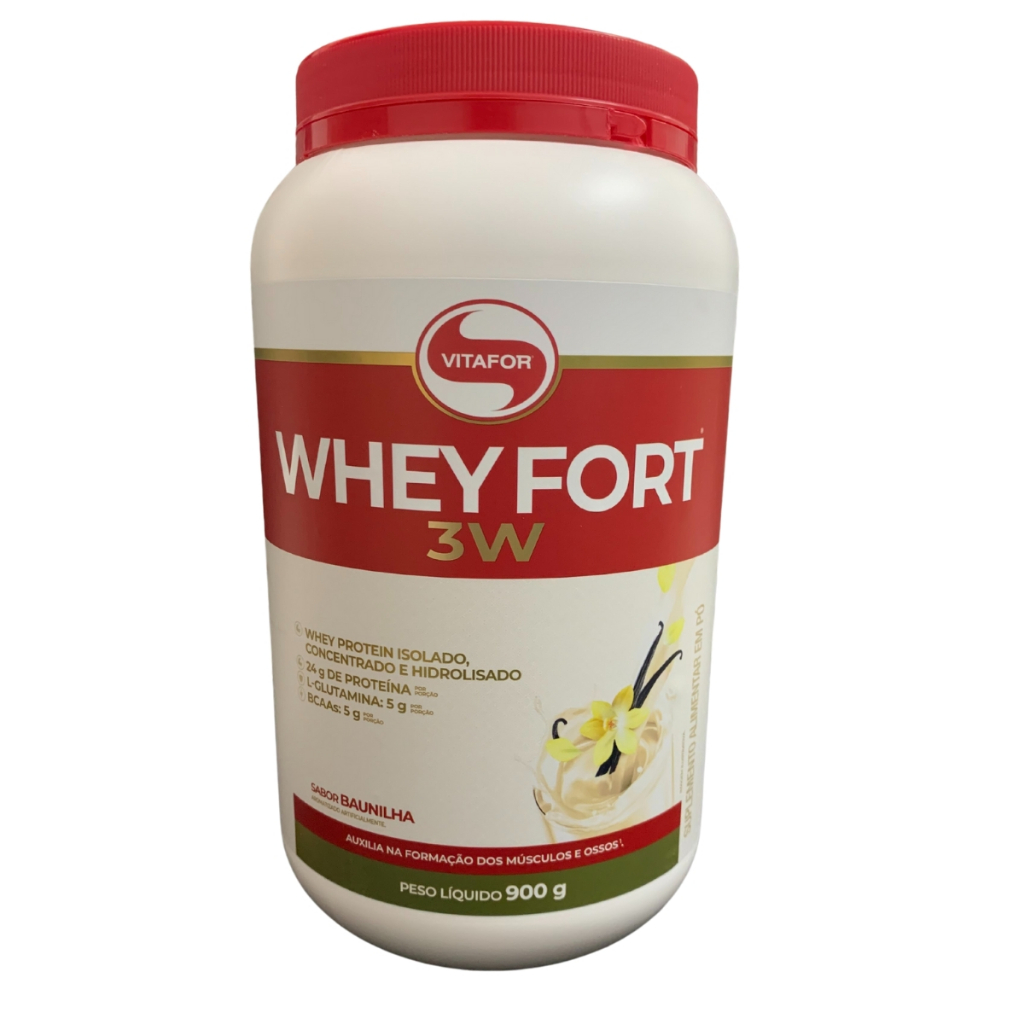 whey protein isolado vitafor fort 3w concentrado hidrolisado 24g de proteína diversos sabores 900g