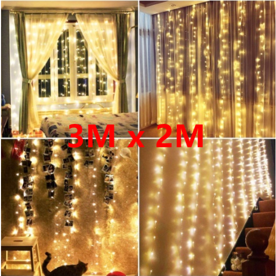 Cortina 300 Leds 3x2 Luzes Natal Decoração Festas Casamentos