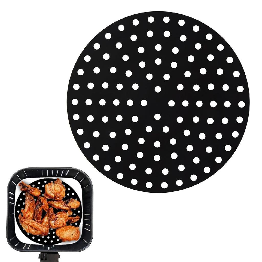 Forro Tapete em Silicone Para Air Fryer 19,5cm Fritadeira Elétrica REDONDO Multiuso Universal Vermelho Preto