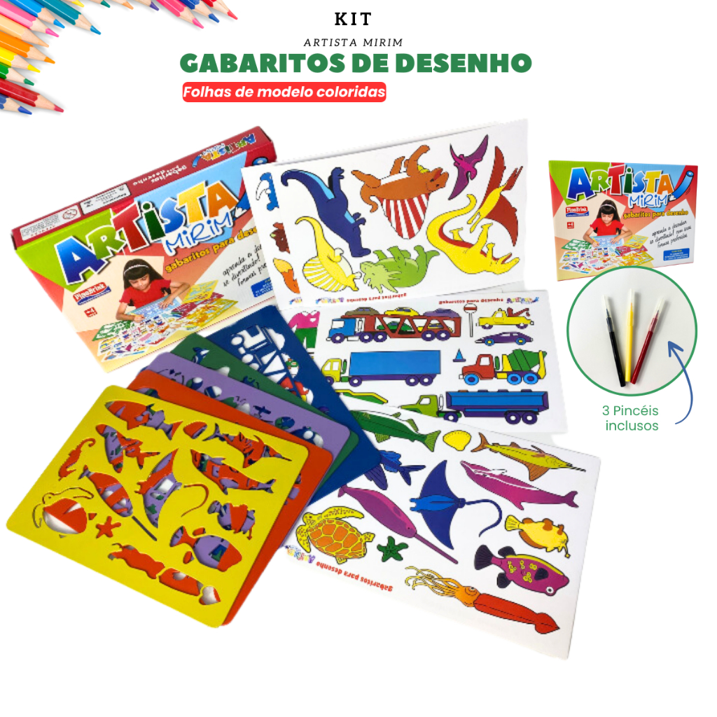 Jogo Infantil Artista Mirim Para Desenhar 5 Gabaritos Com Canetinha -  Brinquedo Para Crianças Didático
