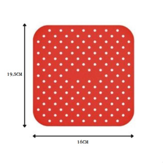 Forro Tapete em Silicone Para Air Fryer 19,5cm Fritadeira Elétrica QUADRADO Multiuso Universal Vermelho Preto