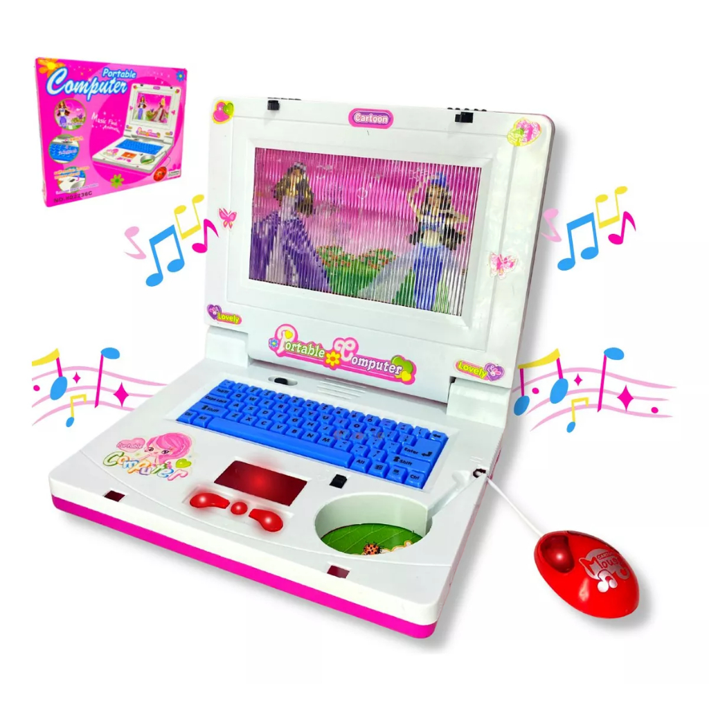 Notebook De Brinquedo Laptop Infantil Musical Com Luz Educativo