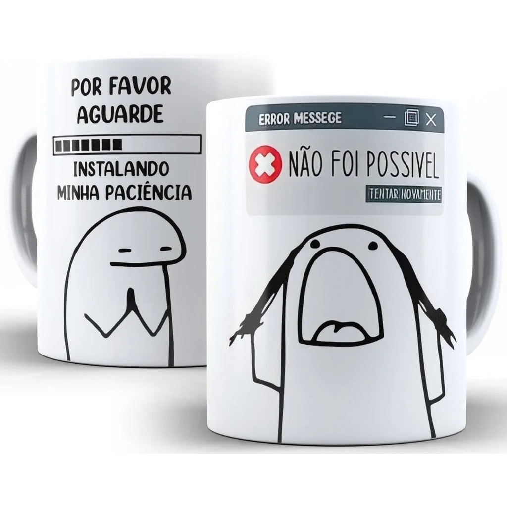 Caneca Divertida - Meme Flork - Instalando Minha Paciência Amigo Secreto Aniversário Festa