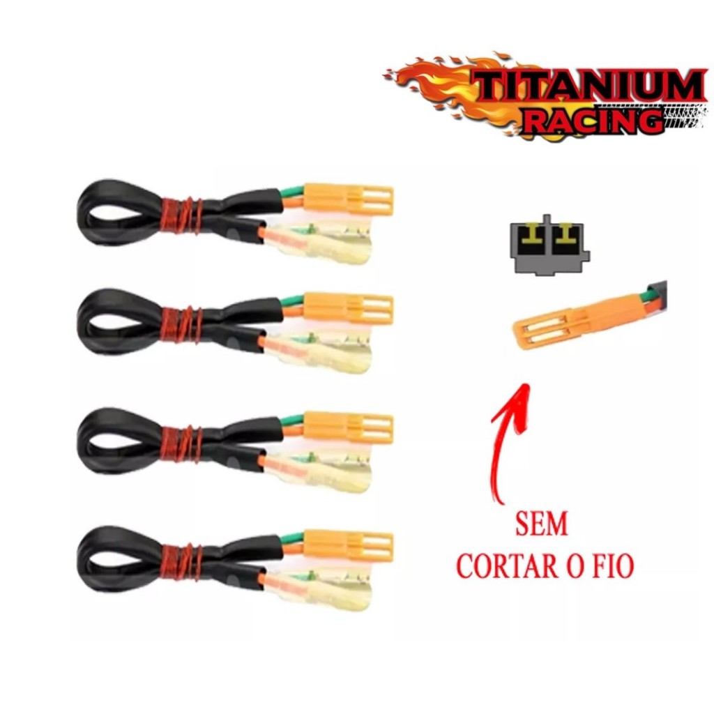 Kit 4 Plug Adaptador Conector Pisca Seta Bala Palito Honda Sem Cortar Fio