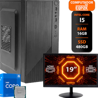 Computador Intel I5 Ssd 480gb 16gb Memória Ram Monitor 19