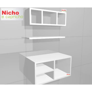 Kit Cantinho do Café 3Peças Decoração Cozinha Mdf branco