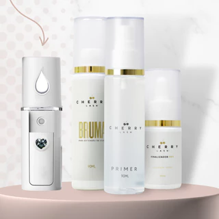 Kit retenção cherry (primer + bruma + finalizador+ nanomister) para extensão de cílios