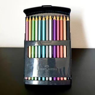 Lápis de cor metálico 12 cores Faber-Castell com suporte e lápis de escrever / semi-novo