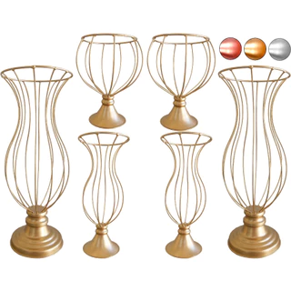 6 Vasos Armação Para Pedraria Ou Perolas 45cm 30cm e 20cm Aramado Kit Festa