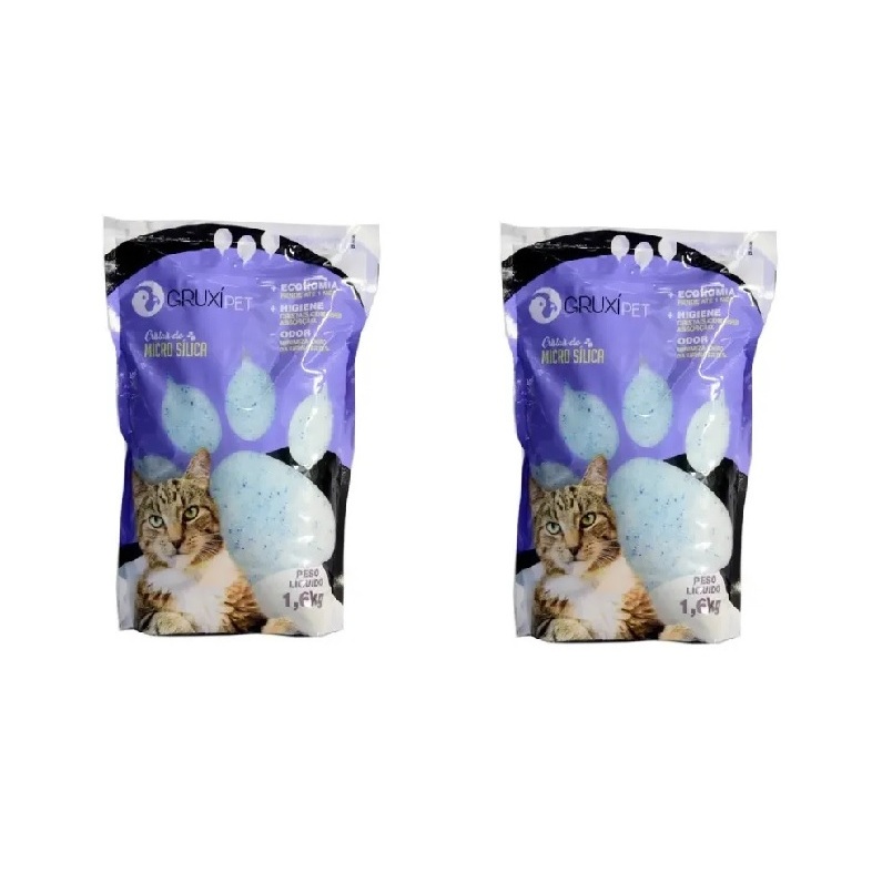Kit com 2 Areia Para Gato Micro Silica Gruxipet 1.6kg