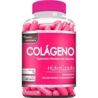 Colágeno Hidrolisado com Betacaroteno e Vitamina C - 100 cápsulas - Perfect Muscle