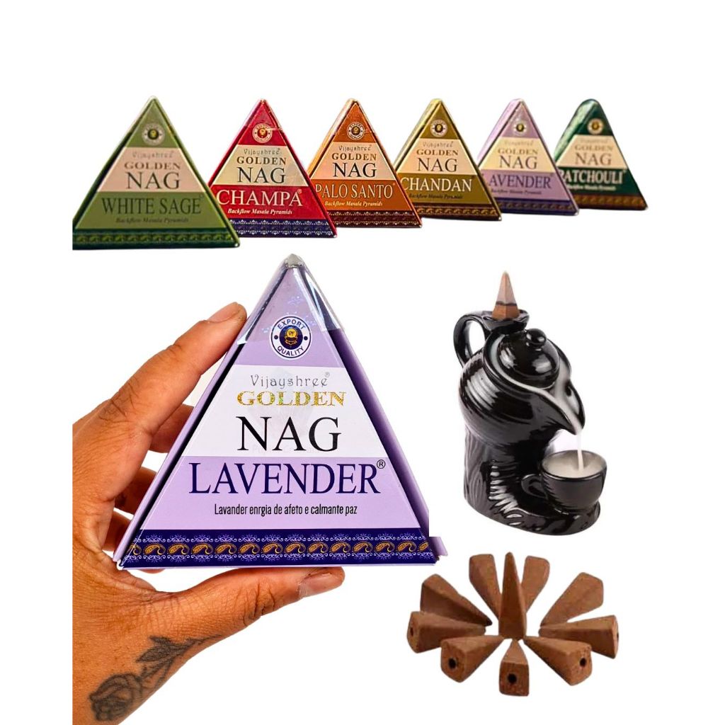 Incenso Cascata Indiano Piramide Golden Nag Vijayshee Masala