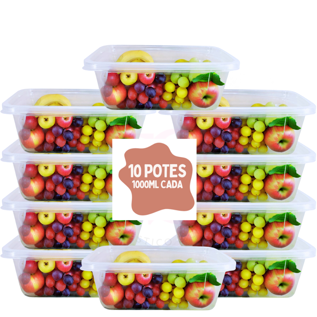 Kit Potes Litro Transparentes Bpa Free Organizador De Alimentos