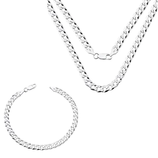 Conjunto Corrente e Pulseira Grumet 60cm 6mm Prata 925 em Oferta na Shopee