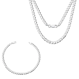 Conjunto Corrente e Pulseira Grumet 60cm 4.5mm Prata 925 em Oferta na Shopee