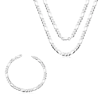 Conjunto Corrente e Pulseira Grumet 3x1 60cm 5mm Prata 925 em Oferta na Shopee