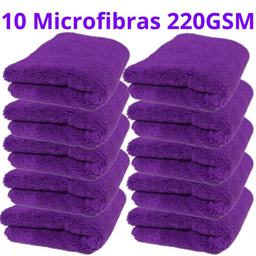10 panos de microfibra 220GMS ZACS para detalhamento e espelhamento toque final 28x28cm