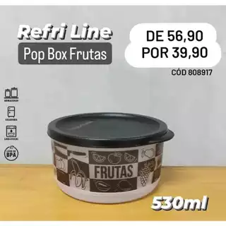 Tupperware Refri Line Redondo Frutas Pop Box 530ml