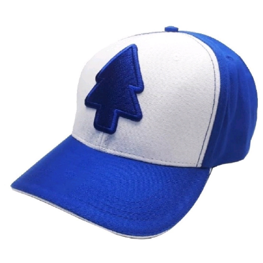 Boné de beisebol branco ajustável com fivela bordada na parte de trás e tecido Dipper Blue Pine Hat
