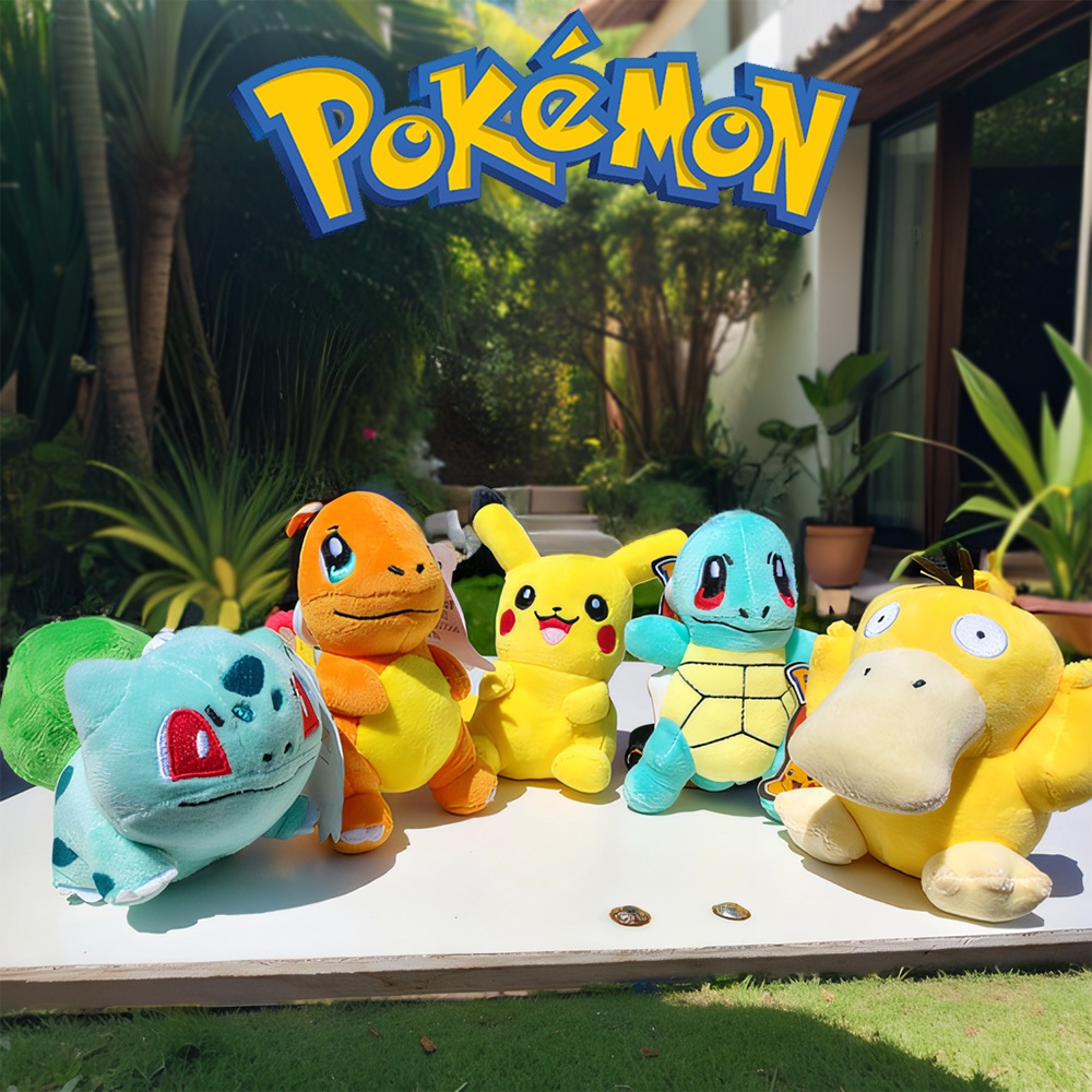 Boneco de Pelúcia de Pokémon 12cm - Pikachu, Charmander, Bulbassauro, Psyduck, Squirtle