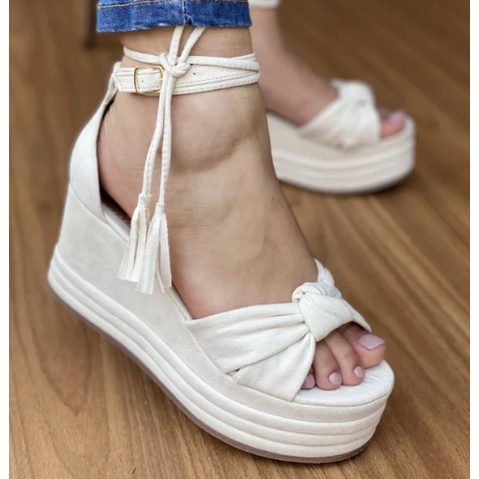 Sandália Anabela Feminina Plataforma 8cm Várias Cores Promoção