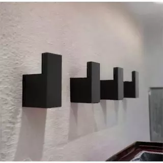 Kit 4 Gancho Porta Toalha Fixação Sem Furo Preto