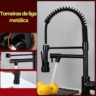 Torneira Cozinha Gourmet Torneiras flexivel para Monocomando Bifuncional Torneiras de pia retráteis com Com Spray Extensor