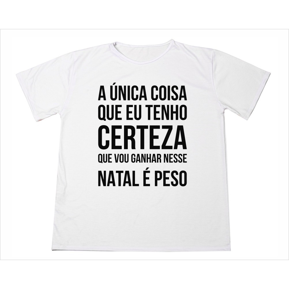 Camiseta Personalizada Estampa Frase Engraçadas de Natal Tecido 100% Poliéster