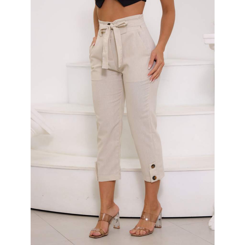 Calça capri sale feminina tecido