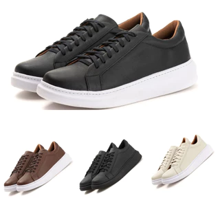 tenis casual em couro legitimo confortavel para o dia a dia